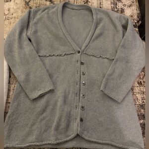 Women's Gray Button-Up Sweater